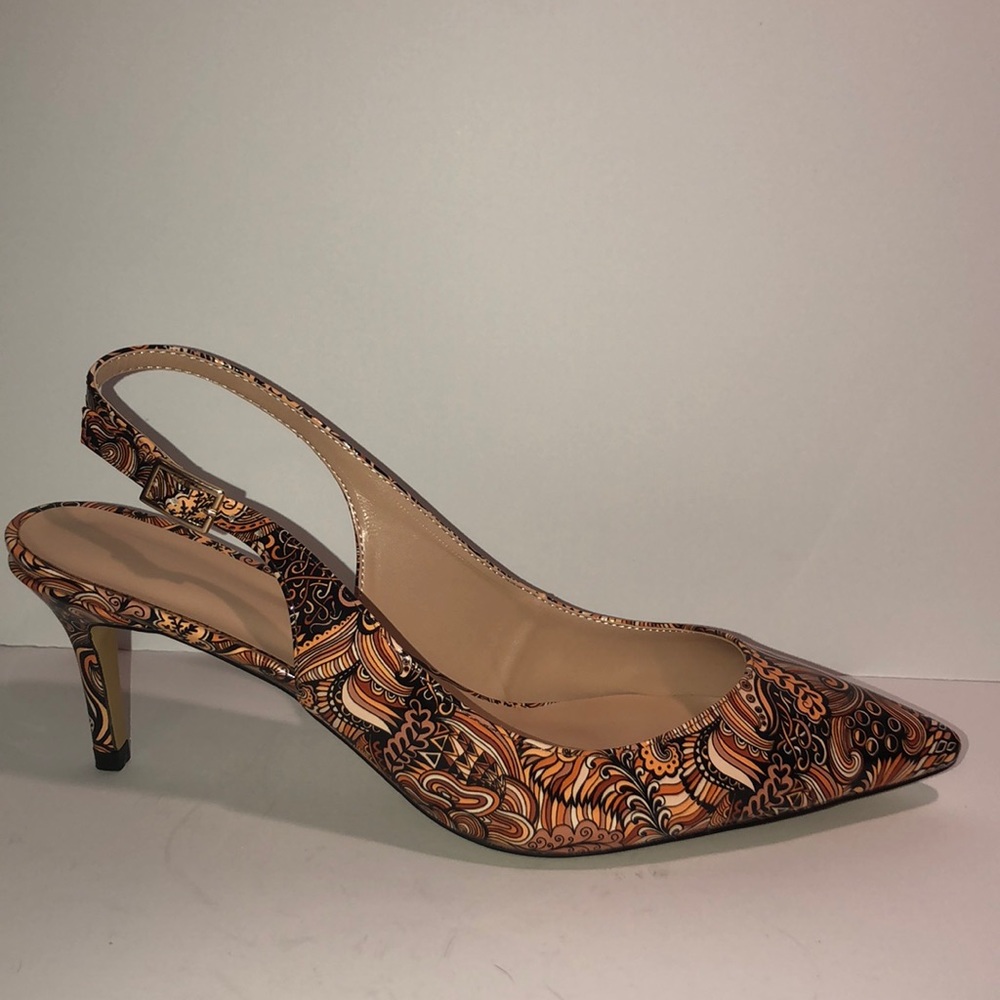Brown Patterned Kitten Heel